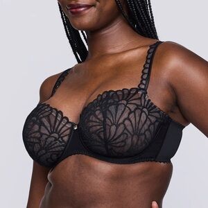 Prima Donna Black Sheer Floral Underwire Bra